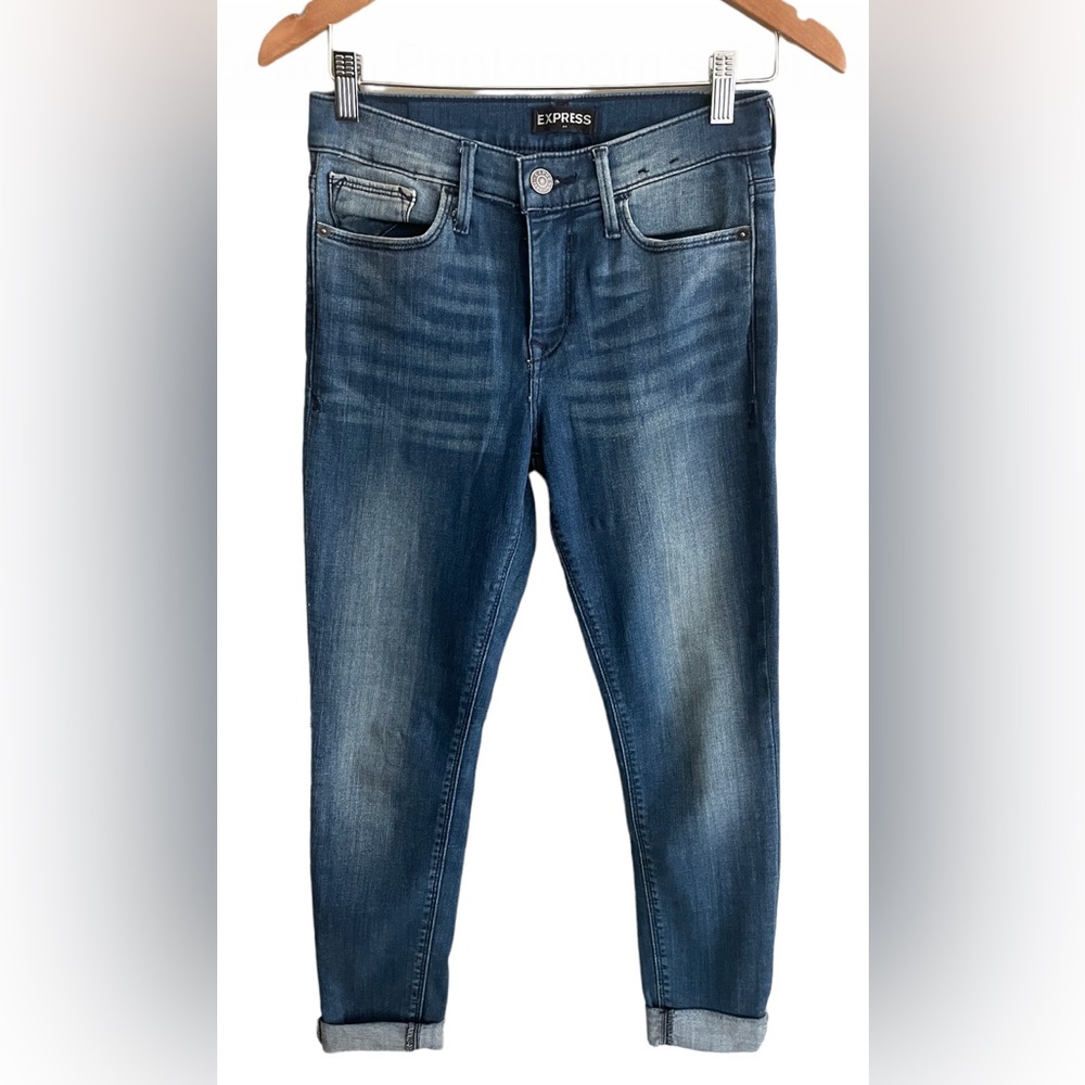Express: Mid Rise Blue Denim Jeans - Picture 7 of 16